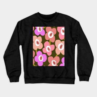 Retro Scandinavian Floral Pattern in Green and pink Crewneck Sweatshirt